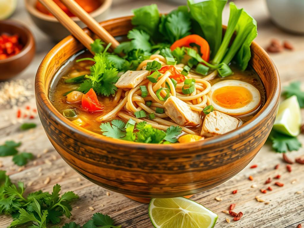 Asian Ramen Noodle Soup Preparation