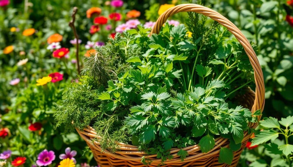 Harvesting Herbs for Tea