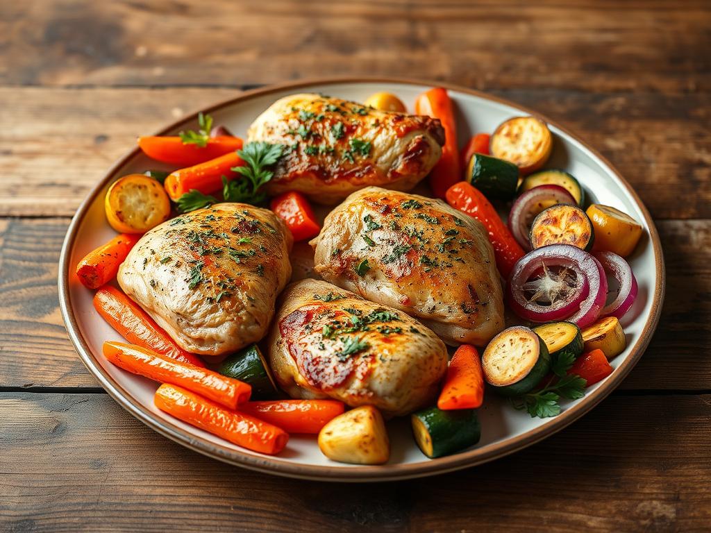 Herb-Roasted Chicken and Vegetables Paleo Dish