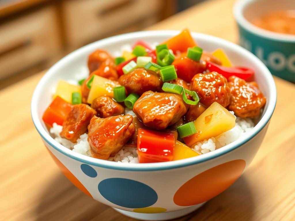 Sweet and Sour Pork Rice Bowl for Kids