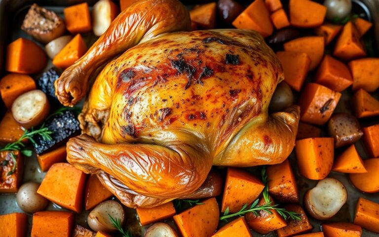 Roasted Chicken & Sweet Potato Sheet Pan Dinner